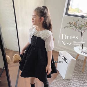 辰辰妈女童装连衣裙 花边衬衣两件套装夏季新款宝宝儿童洋气长裙