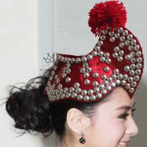 云南彝族烟盒舞手工精致帽子彝族鸡冠帽公鸡帽  民族头饰发簪m3