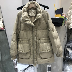 mrf美人坊56307h中长款羽绒服女21冬季小个子收腰外套水貂毛镶边