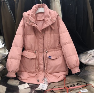 雅琪娜羽绒服女冬装2021冬季新款抽绳收腰小个子连帽短款外套9126