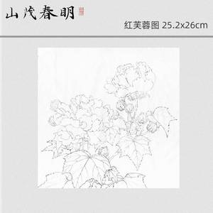 红芙蓉图 李迪 花鸟 宋人 国画 手绘,白描 电子稿 毛笔线稿