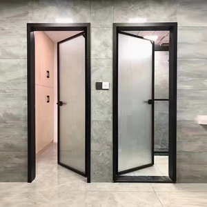 铝合金极窄卫生间门简约钛镁合金厕所门浴室门超白钢化玻璃平开门