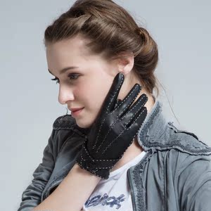 纯羊皮单手套女