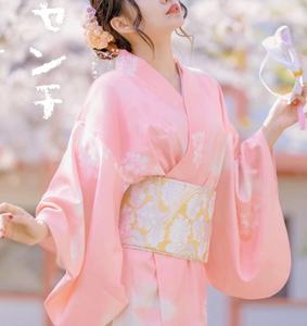 日本和服神明少女写真改良和服独家原创粉色樱花和风连衣裙