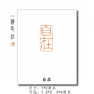 【自在】浙江红成品闲章朱文印章 引首章书法国画硬笔篆刻章