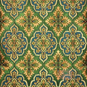 天丽墙纸金箔壁纸绿色复古古典红色金色大马士革91322 91323