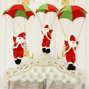 圣诞装饰品降落伞老人跳伞酒店幼儿园KTV天花板装饰挂件礼物