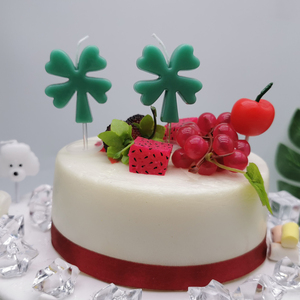 四叶草幸运草蜡烛绿色生日蛋糕装饰 派对ins风创意烘焙植物配件