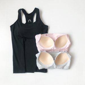 两件包邮 特价外贸 女bra带胸垫一体式速干瑜伽文胸运动工字背心