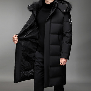 冬装新款式羽绒服青年韩版时尚长款带帽拉链保暖开衫外套风衣