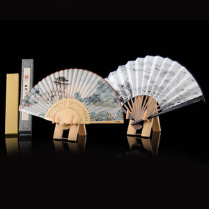 吴理人中国风折扇男女日用扇子水墨画夏季丝绸纸质礼品随身工艺扇