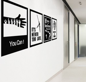 励志创意墙贴简约现代办公室企业公司文化墙装饰画贴纸玻璃贴纸画