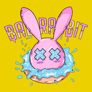 粉色游泳xx兔子字母组合卡通休闲款式网红衣服装饰热转印烫画贴图