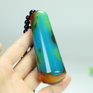 新疆和田玉彩玉手把件天然七彩玉石原石手玩件五彩玉把玩件男女款