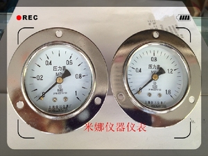 Y60ZT轴向带边压力表/嵌入式面板安装压力表/0-1.6MPA/上海仪川