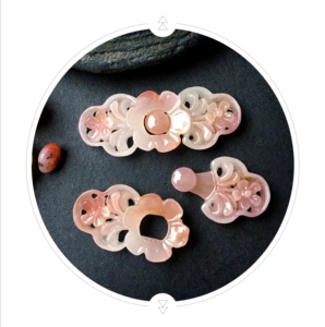 水仙如意吉祥树脂汉服子母扣 仿玉明制钮扣唯美如玉古典盘扣纽扣