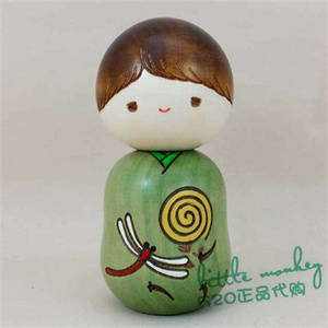 日本代购 小男孩 卯三郎 传统和风 可爱 木制人偶娃娃 木偶 摆件
