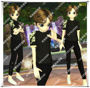 8016人付款淘宝劲舞团最新款男装yy搭配发型上衣裤鞋休闲帅气男生黑色