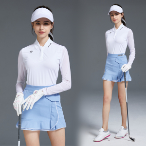 高尔夫套装女装衣服冰丝防晒衣长袖t恤短裙高尔夫球服装夏季透气