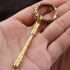 纯黄铜如意金箍棒吊坠孙悟空机车钥匙扣挂件男女情侣款