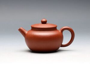 宜兴紫砂壶芦银霞手工制《平盖小莲》梨皮朱泥130cc小容量工夫茶