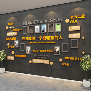 团队员工风采荣誉展示照片墙公司形象背景墙面装饰办公室企业文化