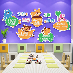 文明用餐幼儿园食堂文化墙贴环创布置托管班背景墙小饭桌墙面装饰