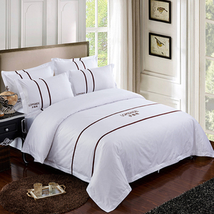 罗曼德宾馆酒店白色床上用品棉质60支喷气贡缎光面被套床单四件套