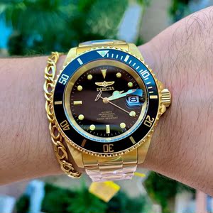 正品invicta表时尚18k金一米劳潜水夜光日历自动机械男手表8929ob