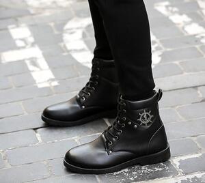 休闲欧美中筒机车罗马战靴皮靴马丁靴沙漠工装户外单靴青年正品男