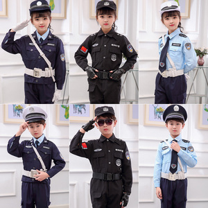 儿童警察公安服警官衣服小特警黑猫警长衣服军装套装男女童表演服