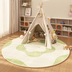 儿童卧室床边毯圆形地毯幼儿园阅读区帐篷垫子玩耍区宝宝爬爬地垫