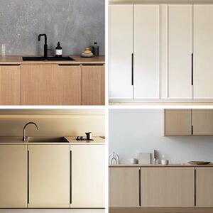 免打孔隐形拉手黑色衣柜暗橱柜柜门抽屉隐藏式把手暗装金色门把手