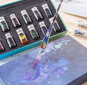 星空笔网红流沙笔梦幻玻璃笔蘸水笔钢笔手工彩墨学生樱花沾套装少