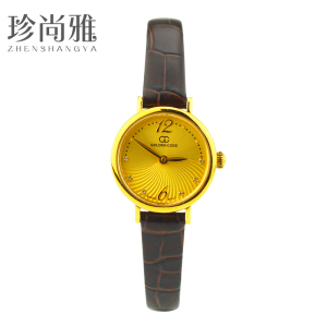 golden code/古昆金表足金999纯金表进口石英机芯24k黄金手表腕表