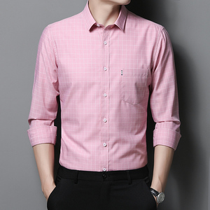 粉红色喜字领带男结婚新郎正装衬衫男长袖喜爸爸婚宴装秋季衬衣服
