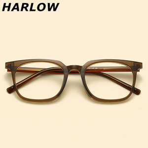 咖啡棕色眼镜框镜架男女可配镜片近视一体式鼻托TR90复古方圆显瘦