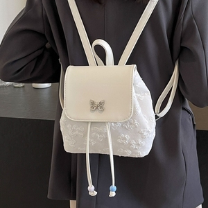 双肩包女2024新款设计感蝴蝶手提韩版水桶包时尚小型轻便旅行背包
