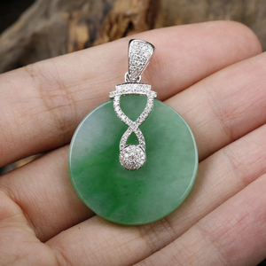 款式参图 翡翠平安扣吊坠镶嵌 18k金金镶玉定制加工 工费