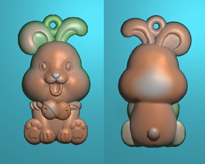 卡通萌兔立体双面生肖可爱小白兔精雕图jdp5.21浮雕玉雕十二生肖