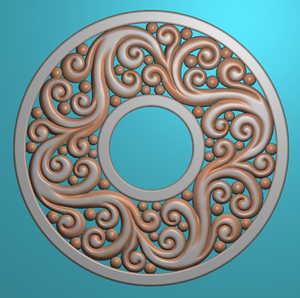 洋花平安扣精雕图圆扣圆通花圆洋花浮雕图jdp电脑雕刻图