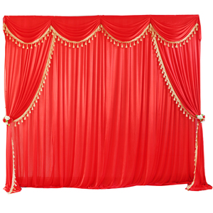 新款婚庆中式背景纱幔布置中式婚礼现场舞台背景布幔纱幔帷幔装饰