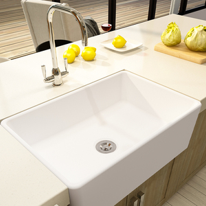民洁陶瓷洗菜盆水槽厨房家用台下盆嵌入式洗碗池超大号单双槽水池