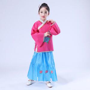 中小学生创意环保时装秀古装汉服女童走秀表演出服塑料袋手工制作