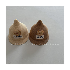 韩国可爱小熊男宝宝帽子6一12月婴儿帽尖顶男童鸭舌帽婴幼儿草帽