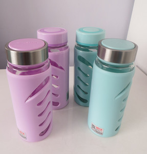 包邮吉康玻璃杯玻璃内胆塑料外壳直身带盖办公情侣礼品水杯