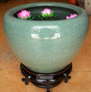 纯色仿古陶瓷金鱼缸陶瓷荷花缸特大号装饰品乌龟缸居家客厅摆件