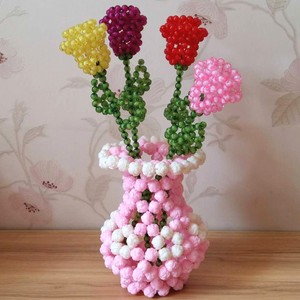 diy手工编织串珠花瓶成品 玫瑰珠大口花瓶珠子饰品家居摆件插花