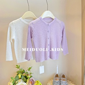 韩国夏款女童装宝宝婴幼儿薄款冰丝针织线衫防晒空调服外套开衫