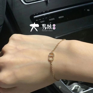 大男孩 代购dior迪奥手链 cd系列 白色水晶金属手链女款 金色气质